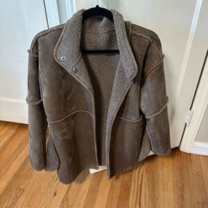 Velvet by Graham and Spencer Albany Luxe Sherpa Reversible Jacket in brown